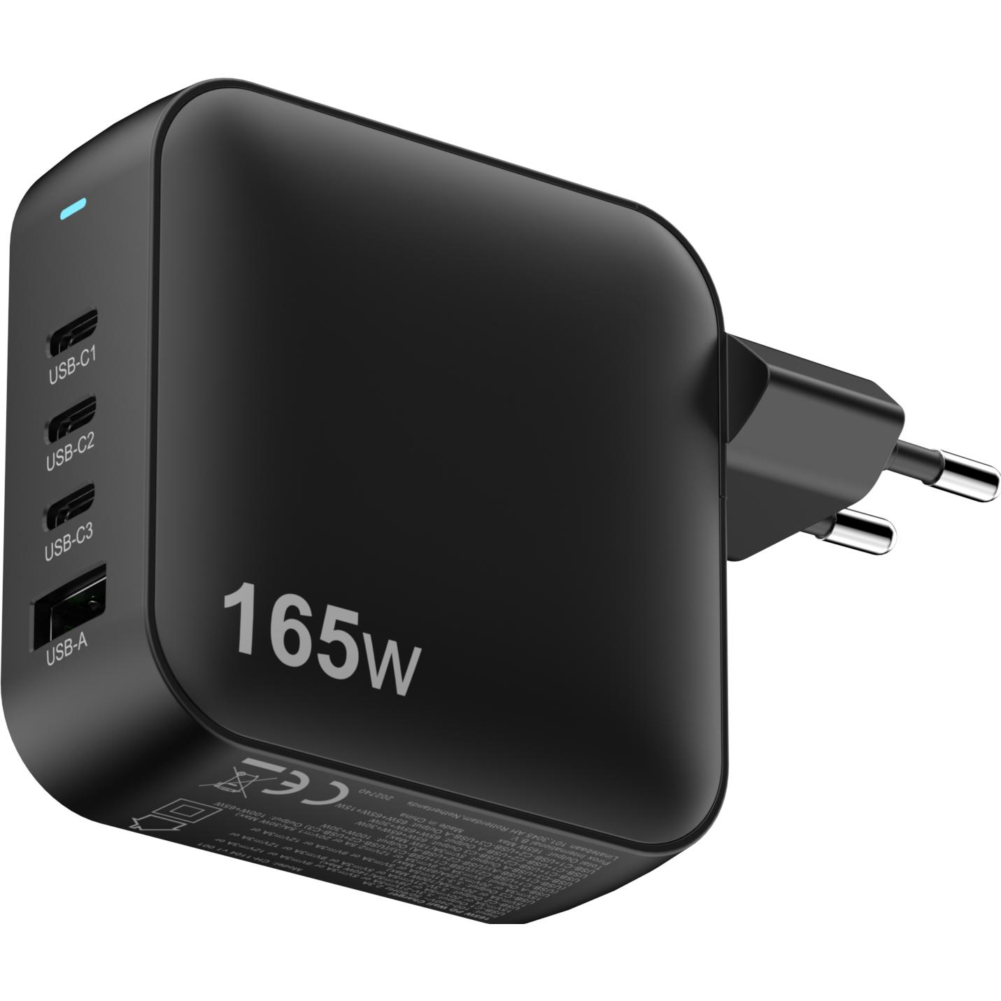 Sitecom 165W GaN Power Delivery Wall Charger oplader (165 W), Caricatore USB, Nero