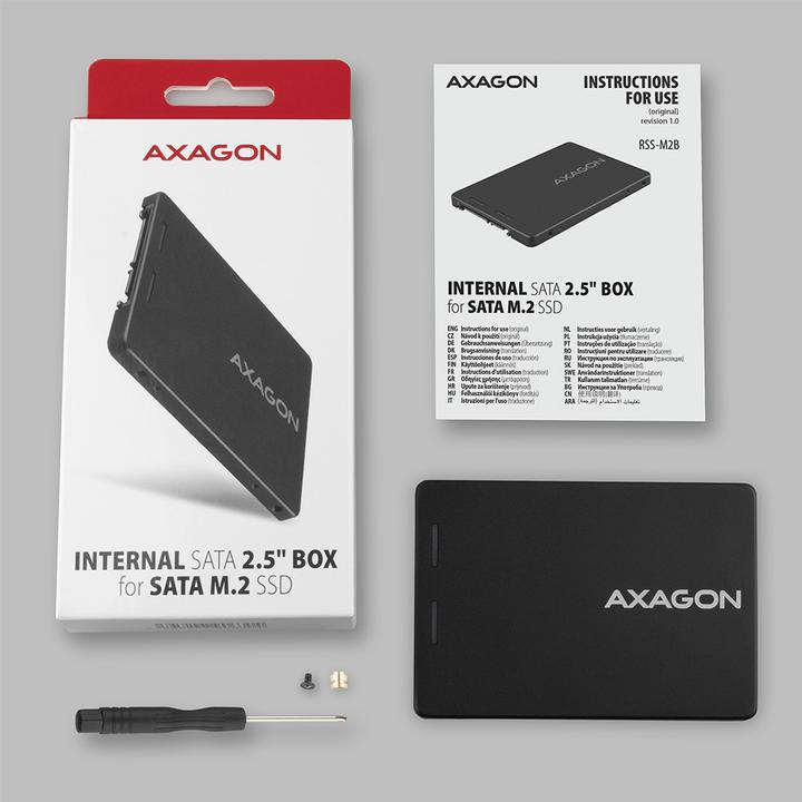 Produktbild Axagon RSS-M2SD Gehäuse für M.2-SATA-SSDs bis 2280 - Aluminium (2.5")