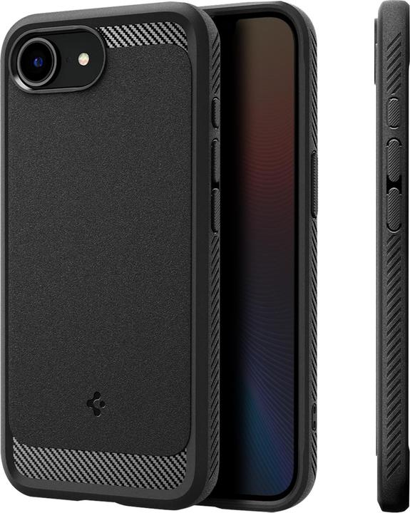 Actual product image Spigen Rugged Armor MagFit TPU Back Cover Schwarz Apple iPhone 16e (Apple iPhone 16e)