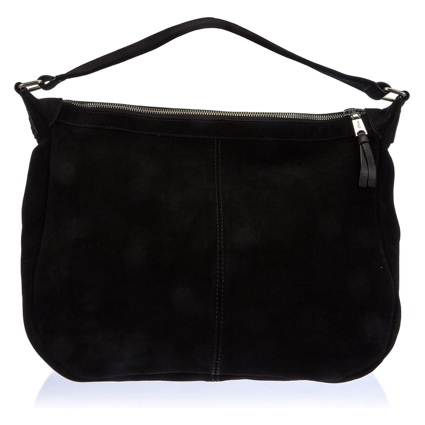 S.Oliver, Damen, Handtasche, Hobo Bag Mit Ritssluiting Und Fester Schouderriem, Schwarz, Grau