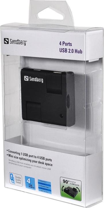 Produktbild Sandberg USB Hub 4 ports USB2.0 Ueberlastungsschutz A-B Kabel inkludiert (USB-A, 4 Ports)