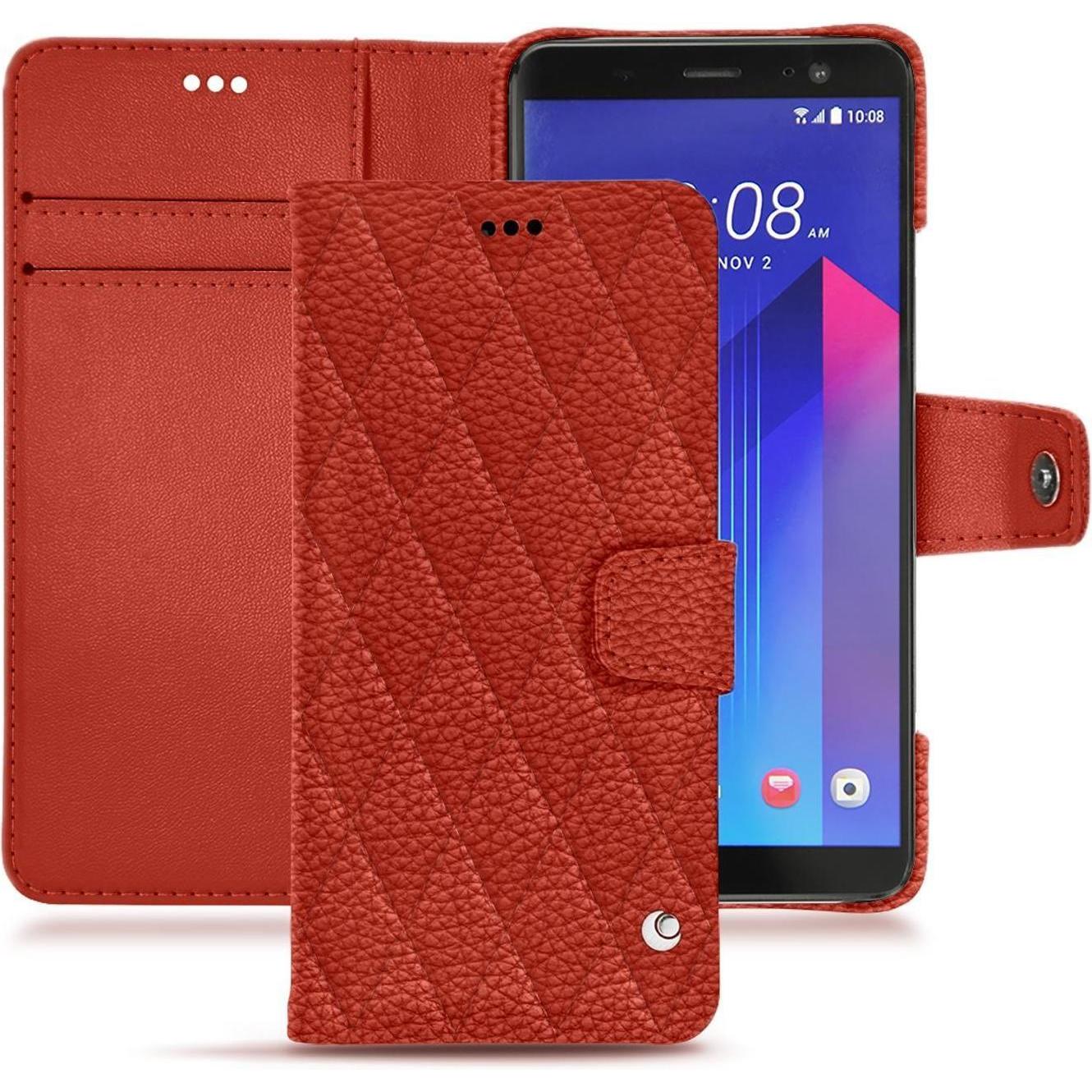Noreve Lederschutzhülle Wallet (HTC U11+), Smartphone Hülle, Orange