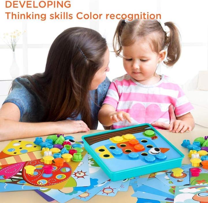 Immagine prodotto Activity Board Gioco del mosaico per bambini, gioco educativo del mosaico con 18 piastre colorate e 50 perline.