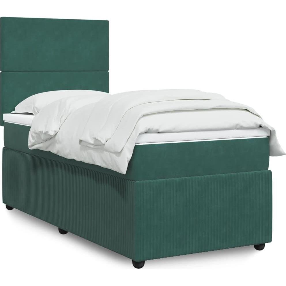 VidaXL, Bett, Boxspringbett Polsterbett Bett mit Matratze Dunkelgrün 90x190cm Samt (90 x 190 cm)