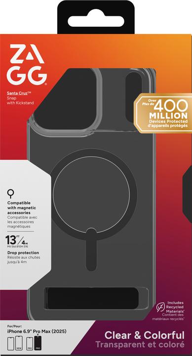 Immagine prodotto Zagg Case für Apple iPhone 17 Pro Max Santa Cruz Snap mit Kickstand jet black (Apple iPhone 17 Pro Max)