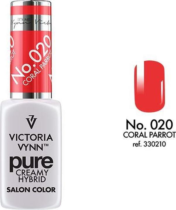 Actual product image Visconti Di Modrone Victoria Vynn Pure Creamy Hybrid No. 020 Coral Parrot (Coral Parrot, Gel-Effect Nail Polish)