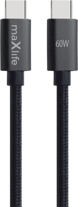 Produktbild Maxlife MXUC-12 cable USB-C - USB-C 1,0 m 60W black (1 m, 60 W)
