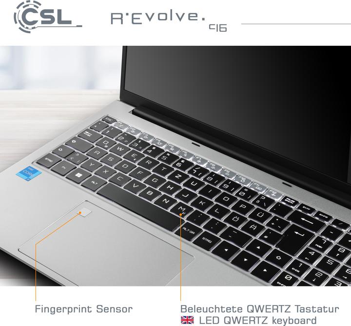 Actual product image CSL Notebook R'Evolve C16 / 32GB / 500GB / Windows 11 Pro (16", Intel Core i5-1235U, 32 GB, 500 GB, DE)