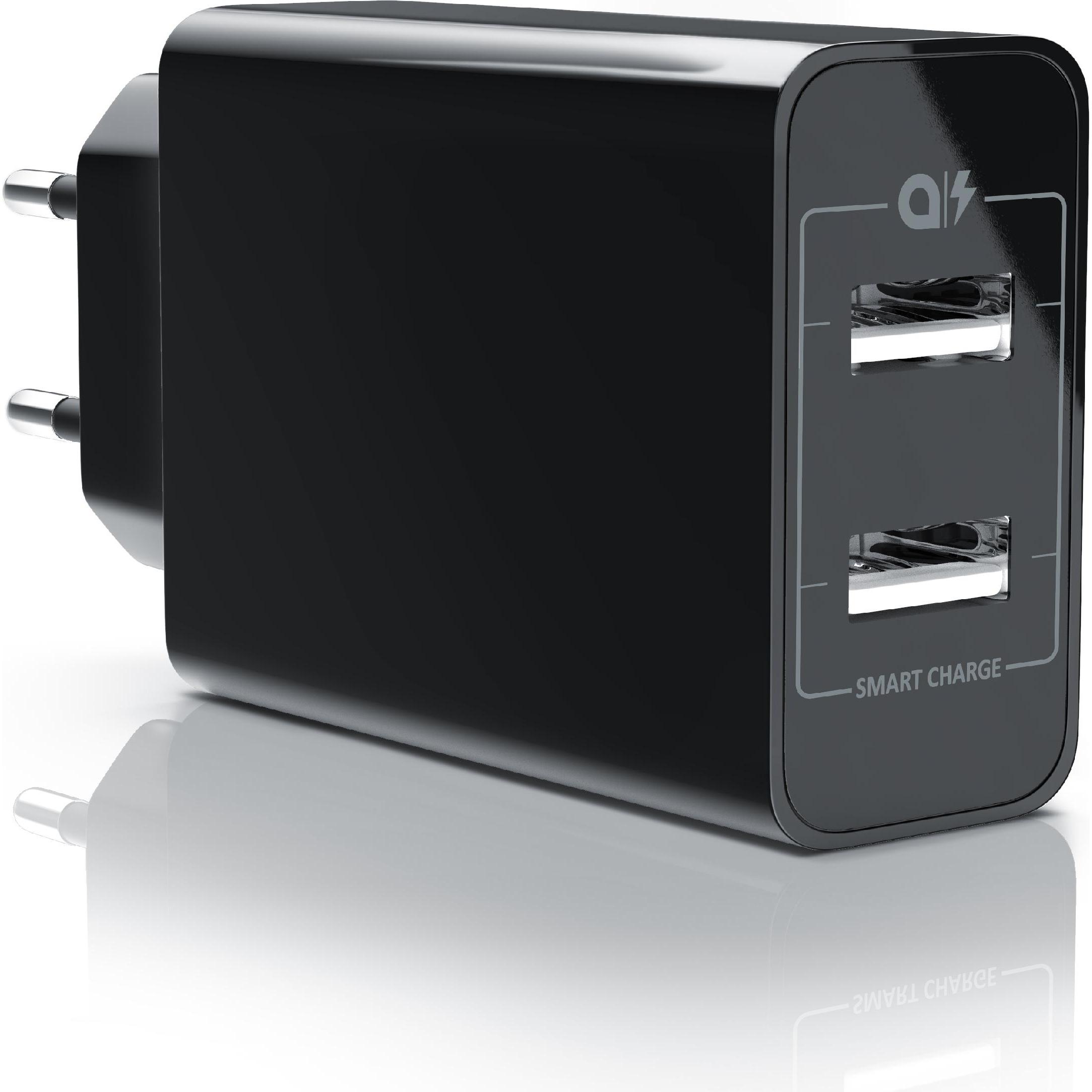 Aplic USB Ladegerät 4800 mA, 2 Port Nezteil mit Smart Charge + Solid Charge, Leistungsstarke 24W, schwarz (24 W), USB La...
