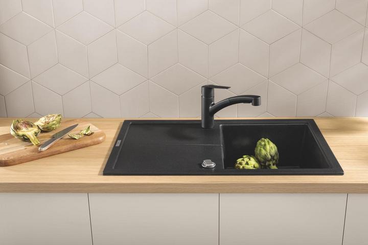 Produktbild Grohe Start QuickFix Küchenarmatur, flacher Auslauf, schwenkbar, mattschwarz