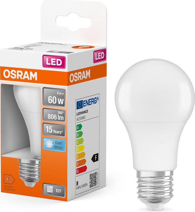 Immagine prodotto Osram Star Classic A (E27, 8.50 W, 806 lm, 1 x, F)