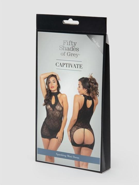 Actual product image Fifty Shades of Grey Captivate Black Lace Spanking Mini Dress Ouvert (One size)