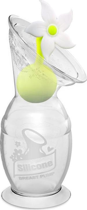 Haakaa Breast Pump with Suction Cup 150ml + Flower Cap Set - White