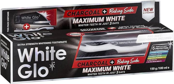 Image du produit White Glo Charcoal and Baking Soda Maximum White Toothpaste 150g