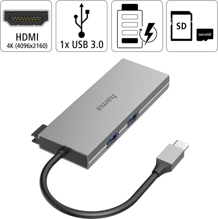 Actual product image Hama USB-C-Multiport Adapter (USB-C, 6 Ports)