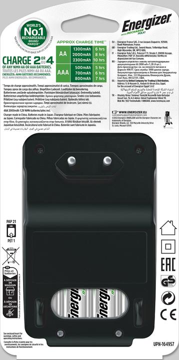 Productafbeelding Energizer Herladen Maxi (4 Pcs., AA, 2000 mAh, Oplaadbare batterijen + lader)
