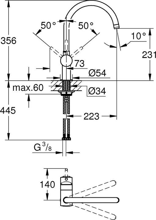 Produktbild Grohe Kchenarmatur mit Einhebelmischer Minta schwarz matt 32917