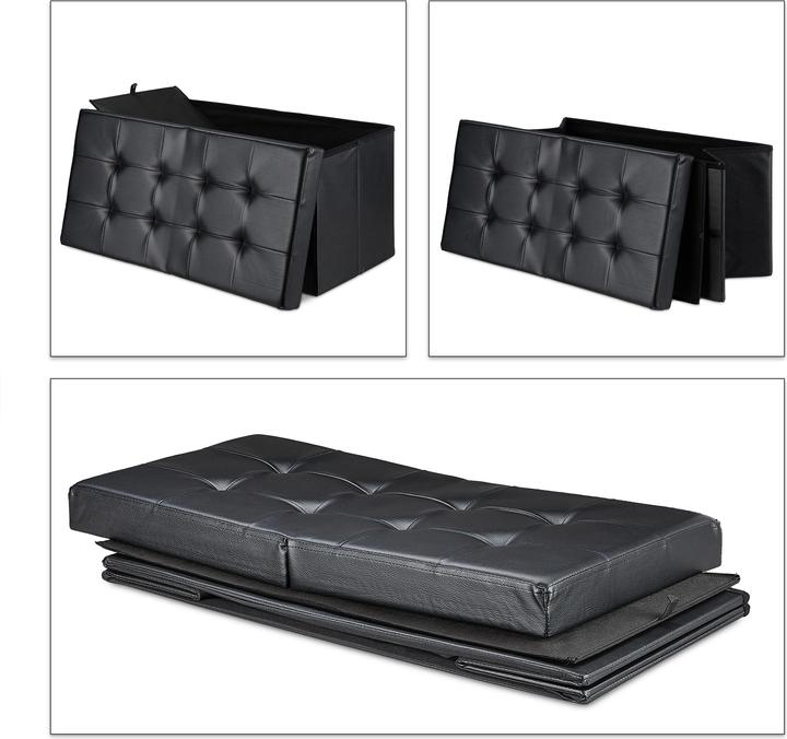 Actual product image Relaxdays Folding Storage Bench, Faux Leather (75 cm)