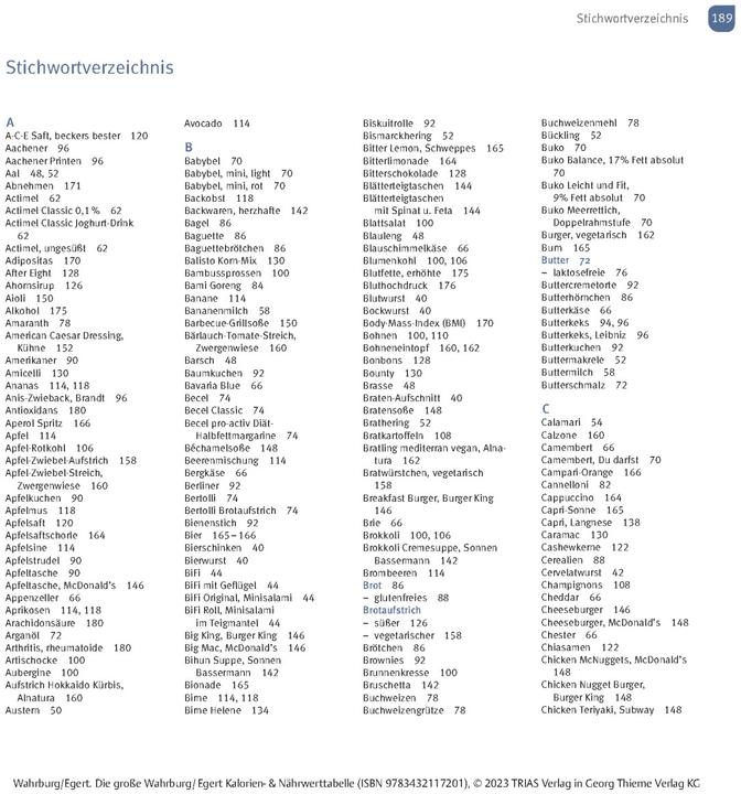 Actual product image Die grosse Wahrburg/Egert Kalorien-&-Nährwerttabelle (German, Sarah Egert, Ursel Wahrburg, 2023)