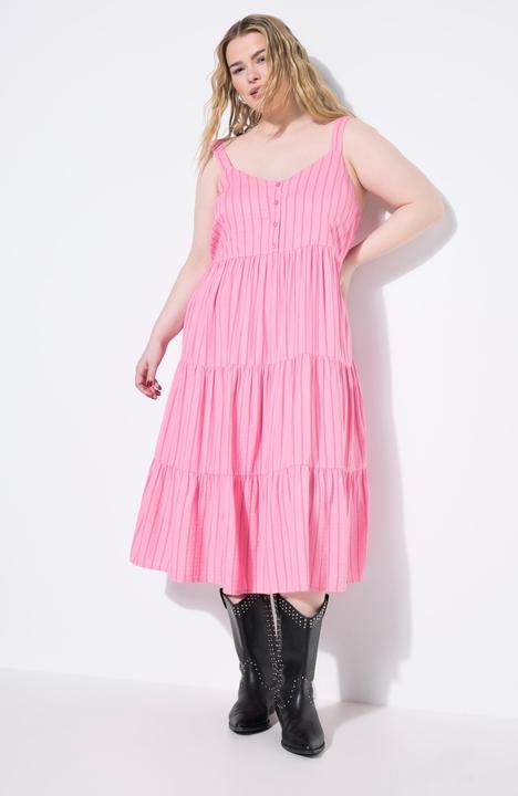 Actual product image Studio Untold Striped Linen Blend Flounce Panel Dress (46, 48)