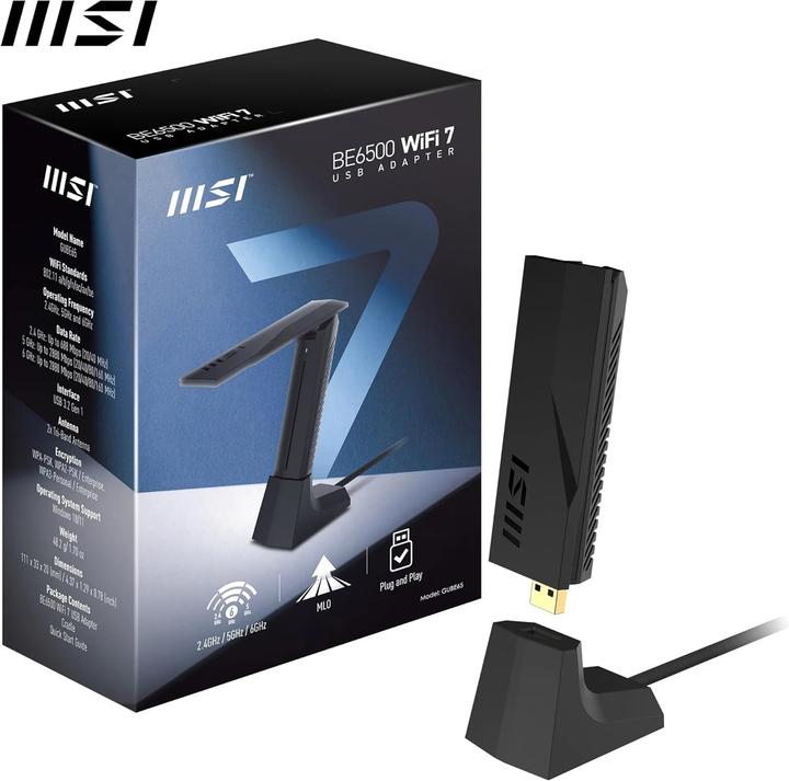 Immagine prodotto MSI BE6500 WiFi 7 USB Adapter (USB 3.2)