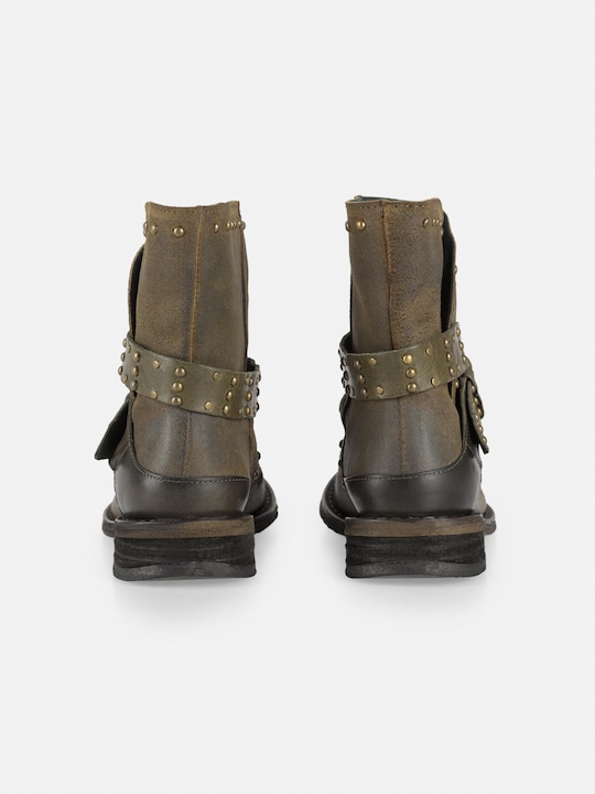 Produktbild Felmini GREDO D905 Bikerstiefel mit dekorativen Nieten entlang des Schafts und Schnallenriemen, mit einem Vi (36)