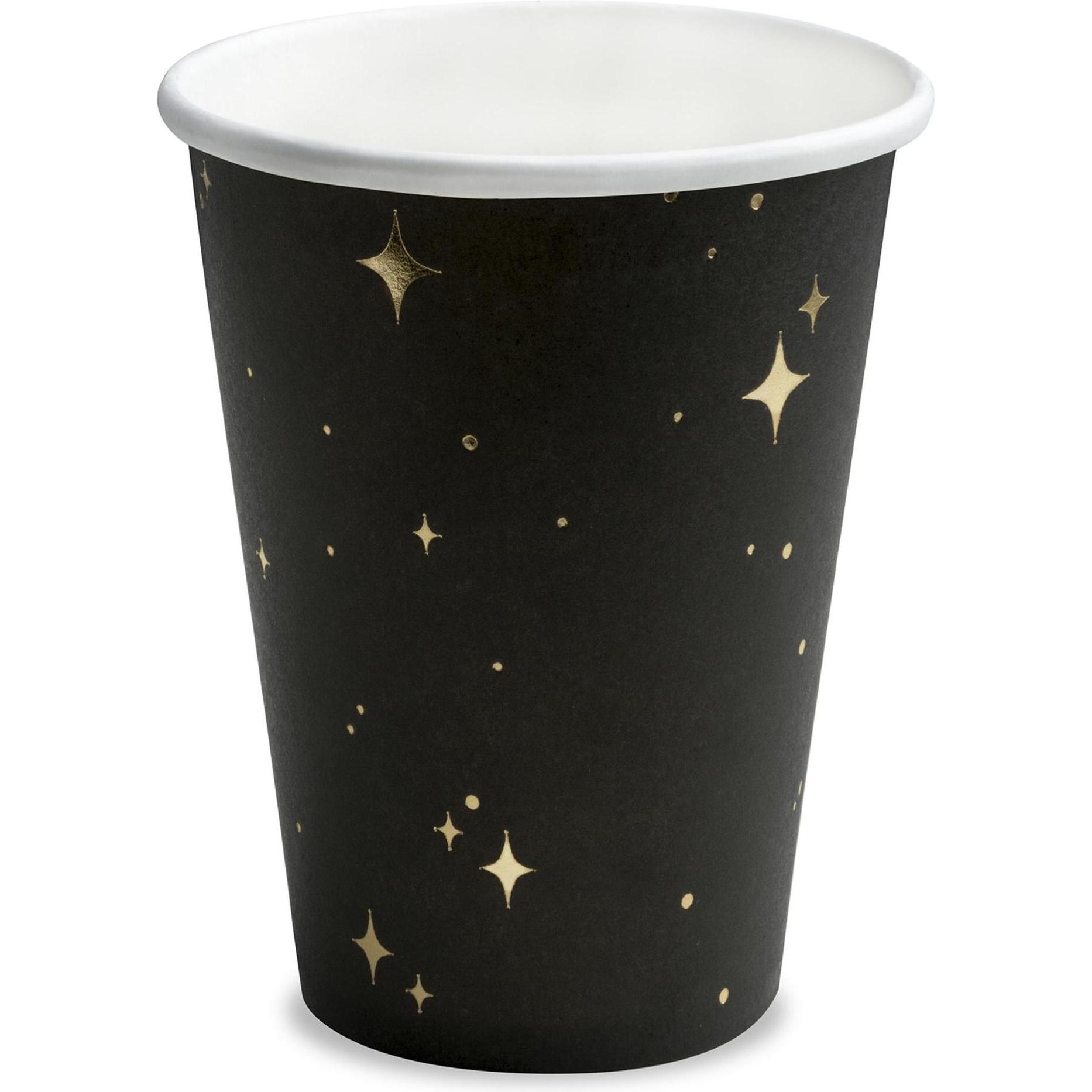Partydeco, Einweggeschirr, Einwegbecher Let's Celebrate 260 ml, 6 Stück, Gold/Schwarz (6 x)