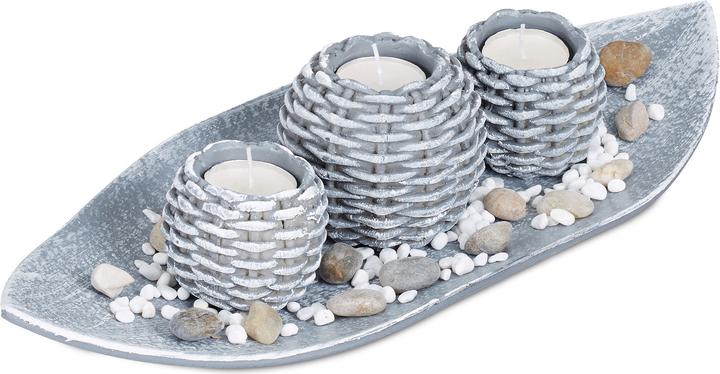 Relaxdays Vassoio portacandele grigio (3x)