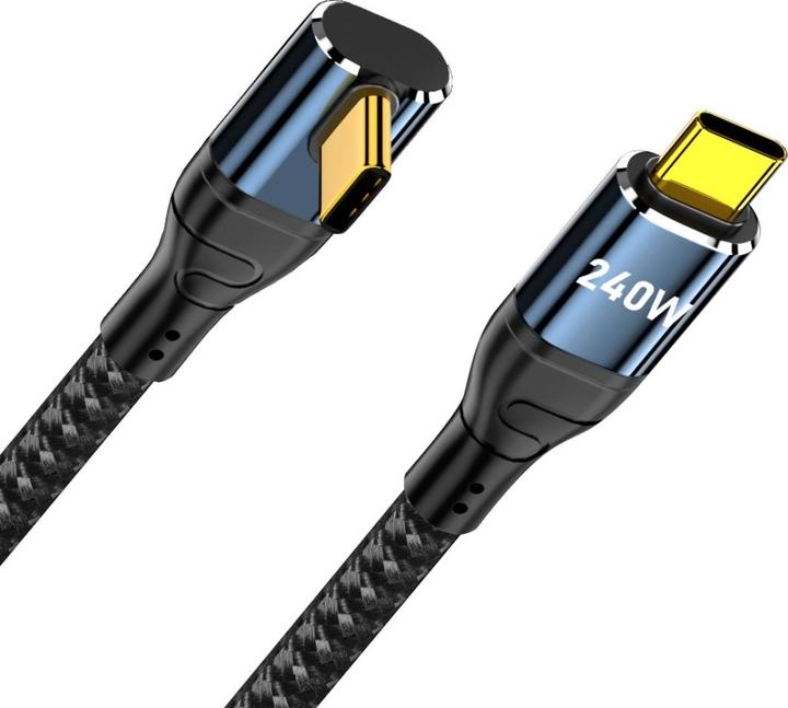 Actual product image PowerGuard USB-C cable 90° angle flat 1.5m Data & Charge (male/male) PD 240W (1.50 m)