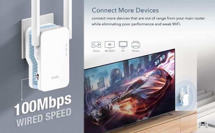 Produktbild Cudy RE1200 Wi-Fi signal booster (867 Mbit/s, 300 Mbit/s)