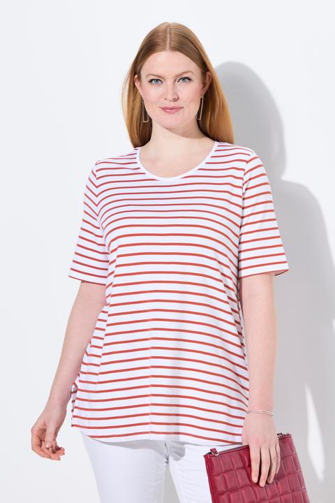Produktbild Ulla Popken Ringelshirt, A-Linie, Rundhals, Halbarm, Pima Cotton (50, 52)