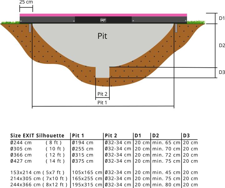 Actual product image Exit Silhouette Ground Rect with safety net (244 cm)