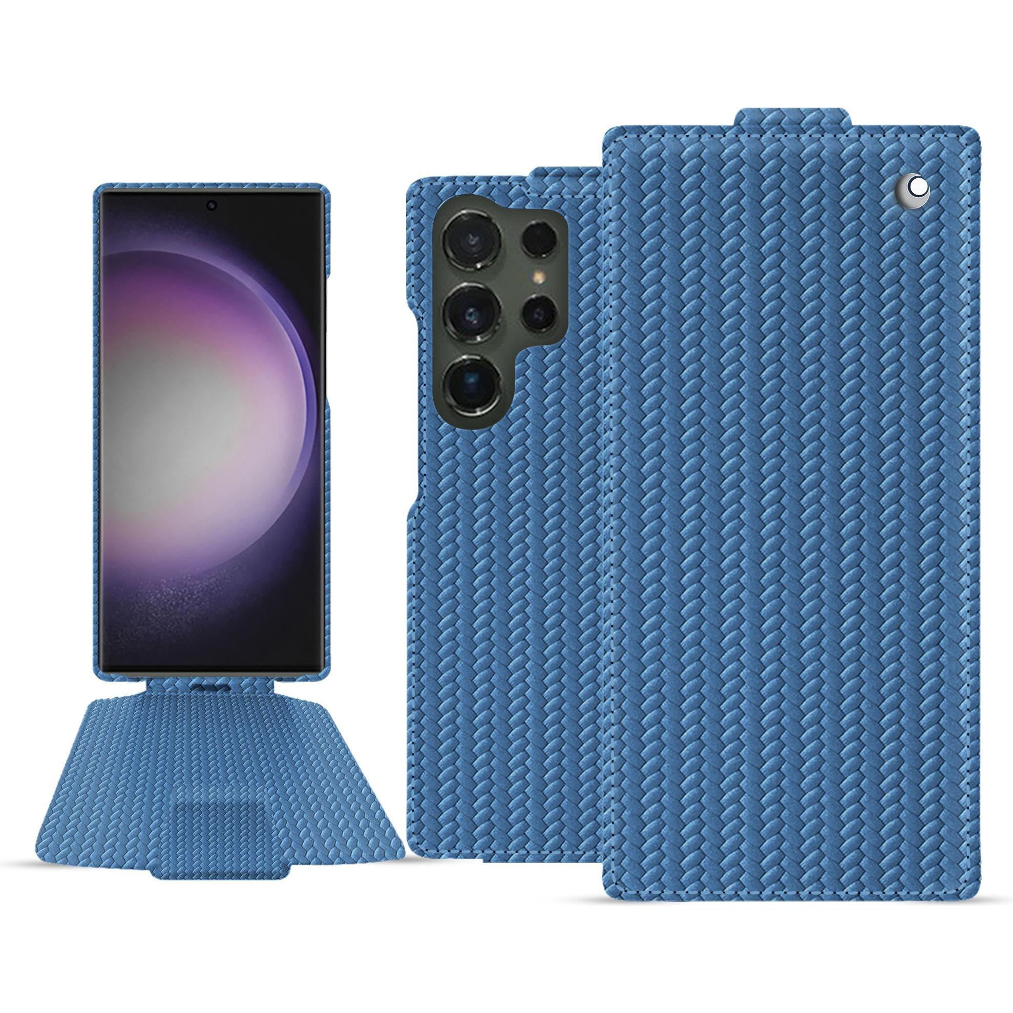 Noreve Lederschutzhülle vertikal (Samsung Galaxy S24 Ultra), Smartphone Hülle, Blau