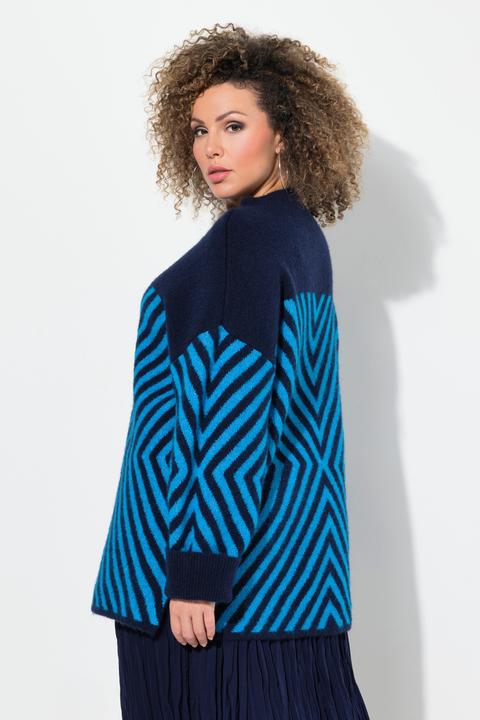 Produktbild Ulla Popken Pullover, grafisches Muster, Stehkragen, Langarm (58)