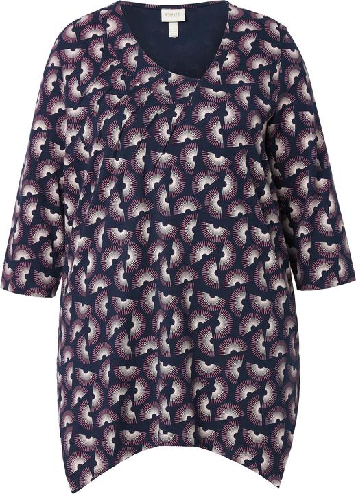 Image du produit Ulla Popken T-shirt long en coton bio, col V et manches 3/4 - ligne A (56)