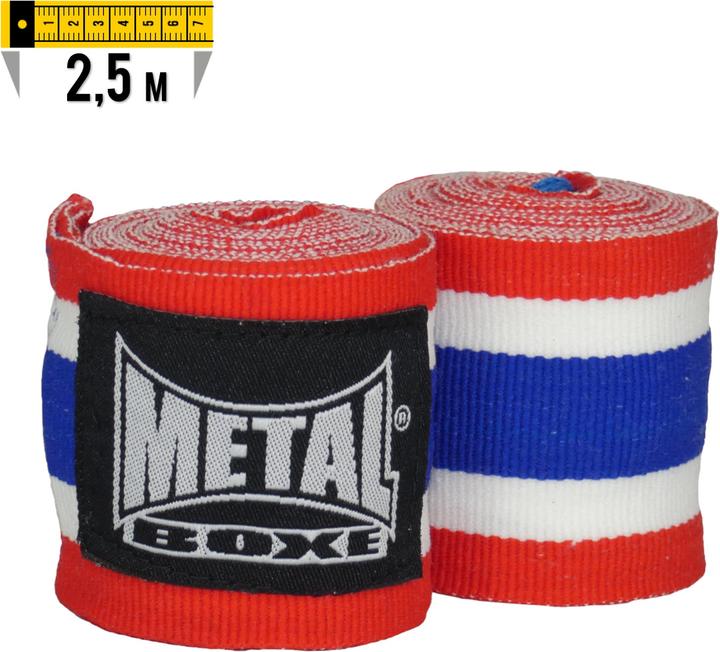 MetalBoxe Bande de Boxe 2.50 Rouge/Blanc/Bleu/Blanc/Rouge