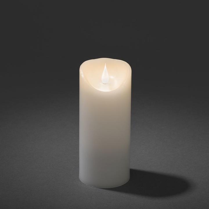 Immagine prodotto Konstsmide Candela di cera a LED, bianca, con fiamma 3D, Ø 7,5 cm, altezza: 17,5 cm, con timer 4h e 8h (1 x)