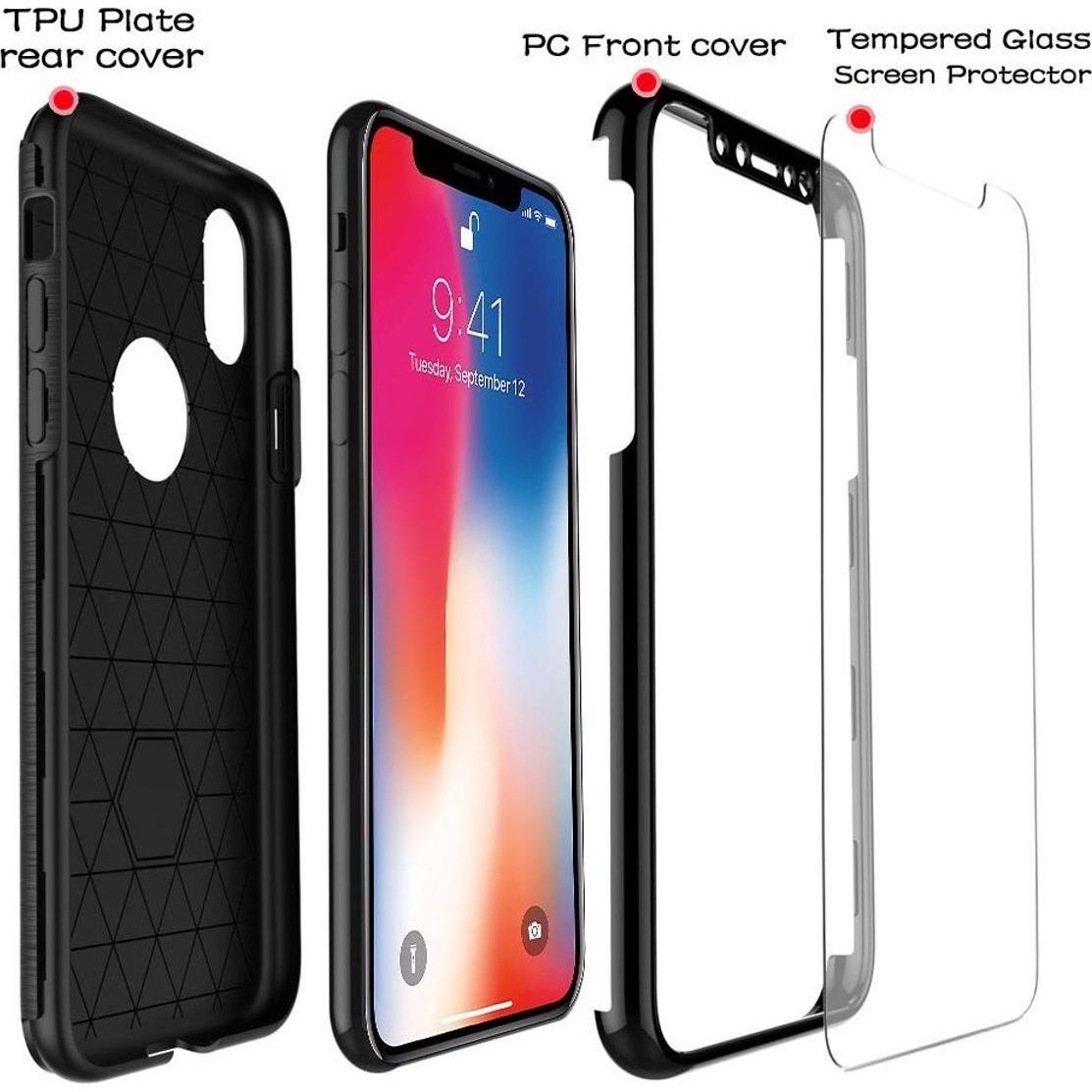 Thumbnail - König Design Handyhülle Apple iPhone 7 Plus Full Cover Carbon Case Schutz Bumper Etui Schwarz (Apple iPhone 7 Plus), Sma...