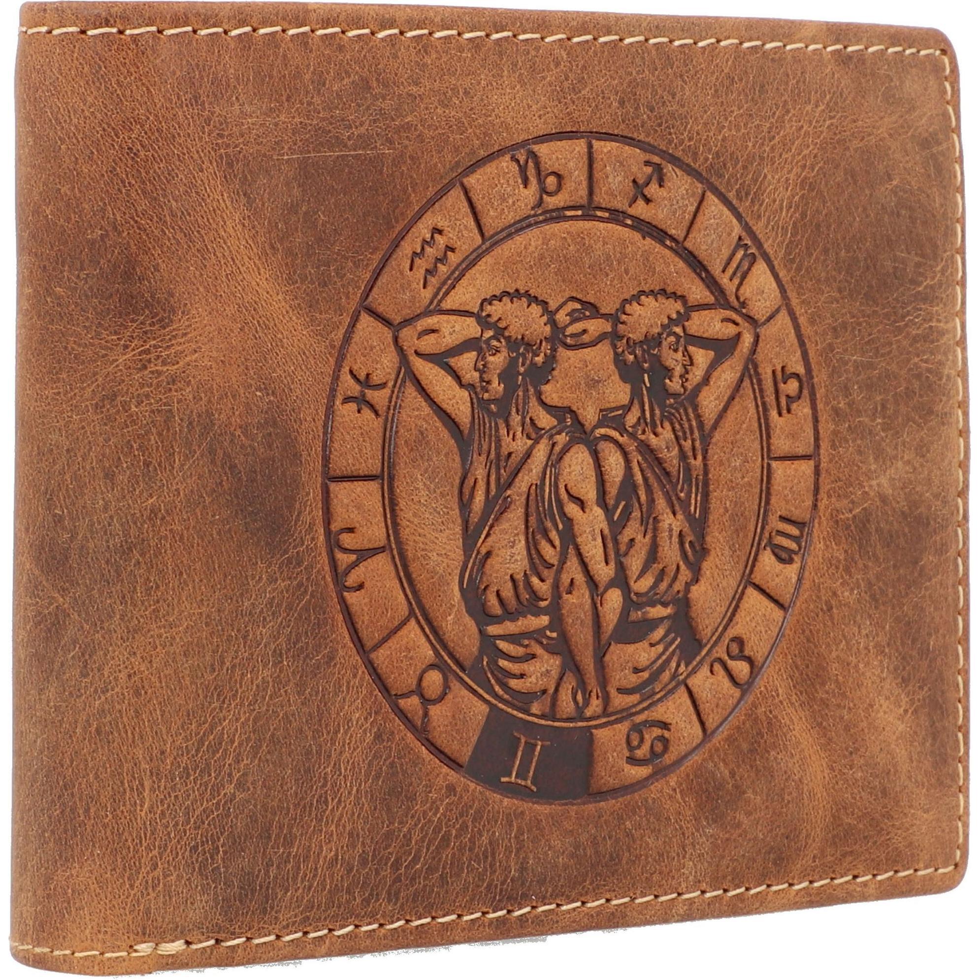 Thumbnail - Greenburry, Herren, Portemonnaie, Vintage Sternzeichen Geldbörse Leder 12 cm, Mehrfarbig