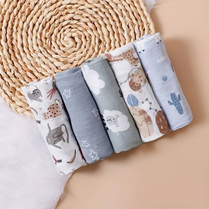 Image du produit Milkii Set de mouchoirs en papier / bavoirs, 5 pièces, Grey Mist (60 cm, 60 cm)