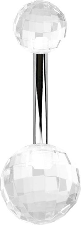 Actual product image Star Piercing Banana silver with two disco balls transparent (without brass, Surgical steel 316L, Plastic)