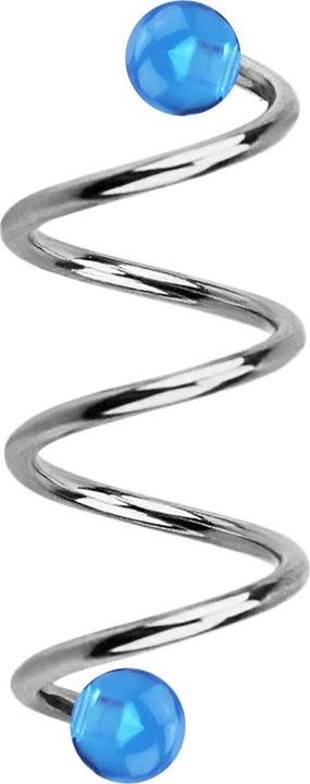 Immagine prodotto Star Piercing Micro spirale argento con due sfere blu chiaro trasparente (senza ottone, Acciaio chirurgico 316L)