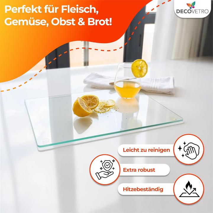 Produktbild Decovetro Schneidebrett Glas |40x30cm | Glasschneidebrett | Leicht zu reinigen