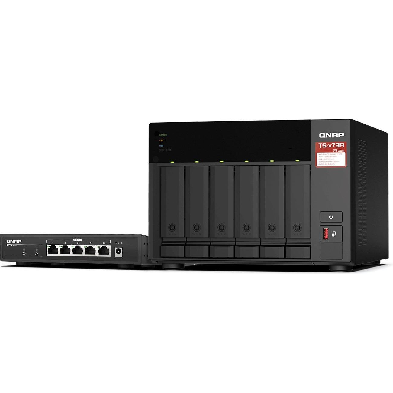 QNAP TS-673A-SW5T (6 x 6 TB, Serial ATA Drive), NAS, Schwarz