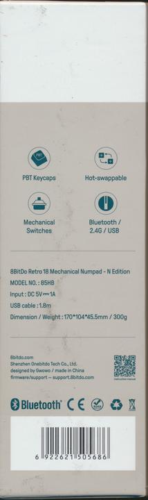 Produktbild 8bitdo Retro 18 Mechanical Numpad (N Edition) - Numpad (Nummernblock, Kabelgebunden, Kabellos)