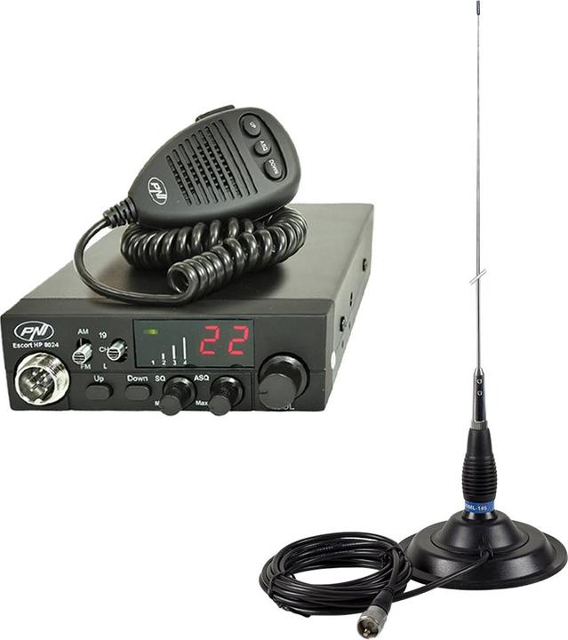 Actual product image PNI Package Radio CB ESCORT HP 8024 ASQ + Antenna CB ML145 with magnet 145/PL (0.15 km)