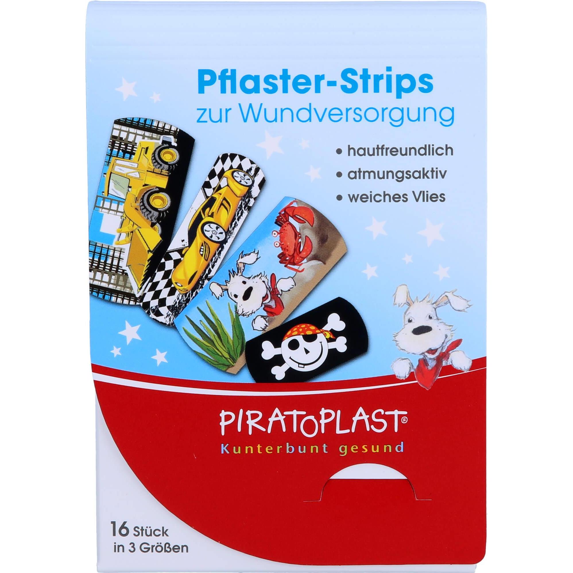 Piratoplast, Pflaster, Pflasterstrips in drei Grössen für Jungs, 16 St. Pflaster (16 x)