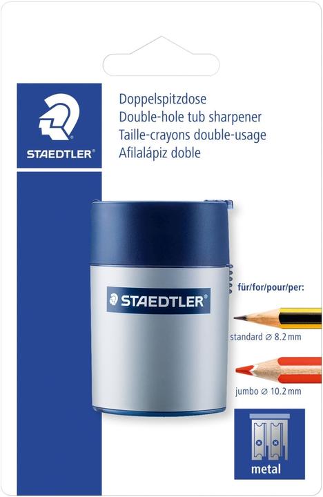 Staedtler 512 Taille-crayon double carte blister,8,2 mm Ø (fin), 10,2 mm Ø (épais)