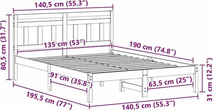 Image du produit vidaXL Plattformbett (135 x 190 cm)