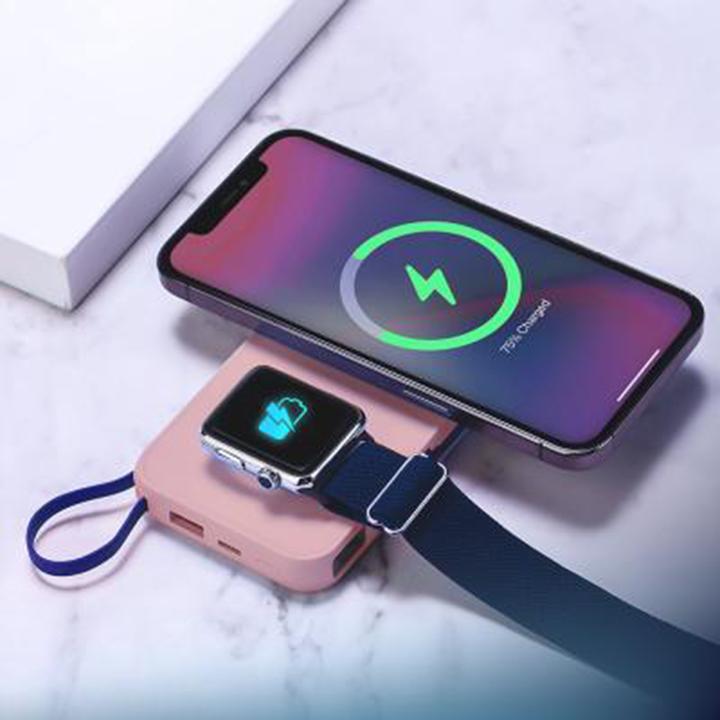Produktbild 3MK Powerbank PastelUp 10,000mAh 22.5W z Magsafe + ładowanie Apple Watch różowy (10000 mAh, 22.50 W, 37 Wh)